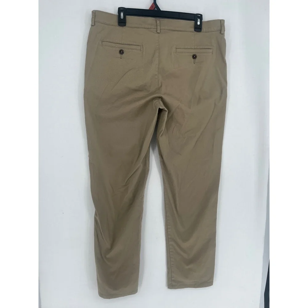 Dennis Chino Pants Mens 36x32 Flat Front Stretch Twill Khaki Tan 078500